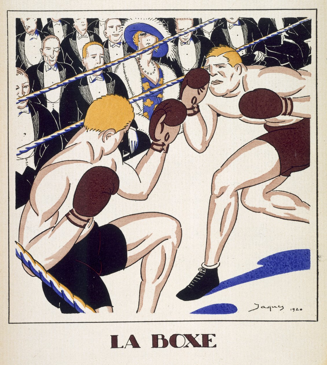 Boxning, från "Monsieur" 1920 (pochoirtryck) av French School