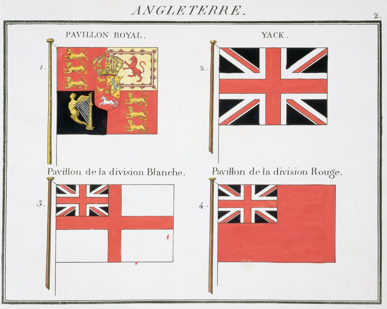 British Maritime Flags, från en fransk flaggbok, c.1819 av French School
