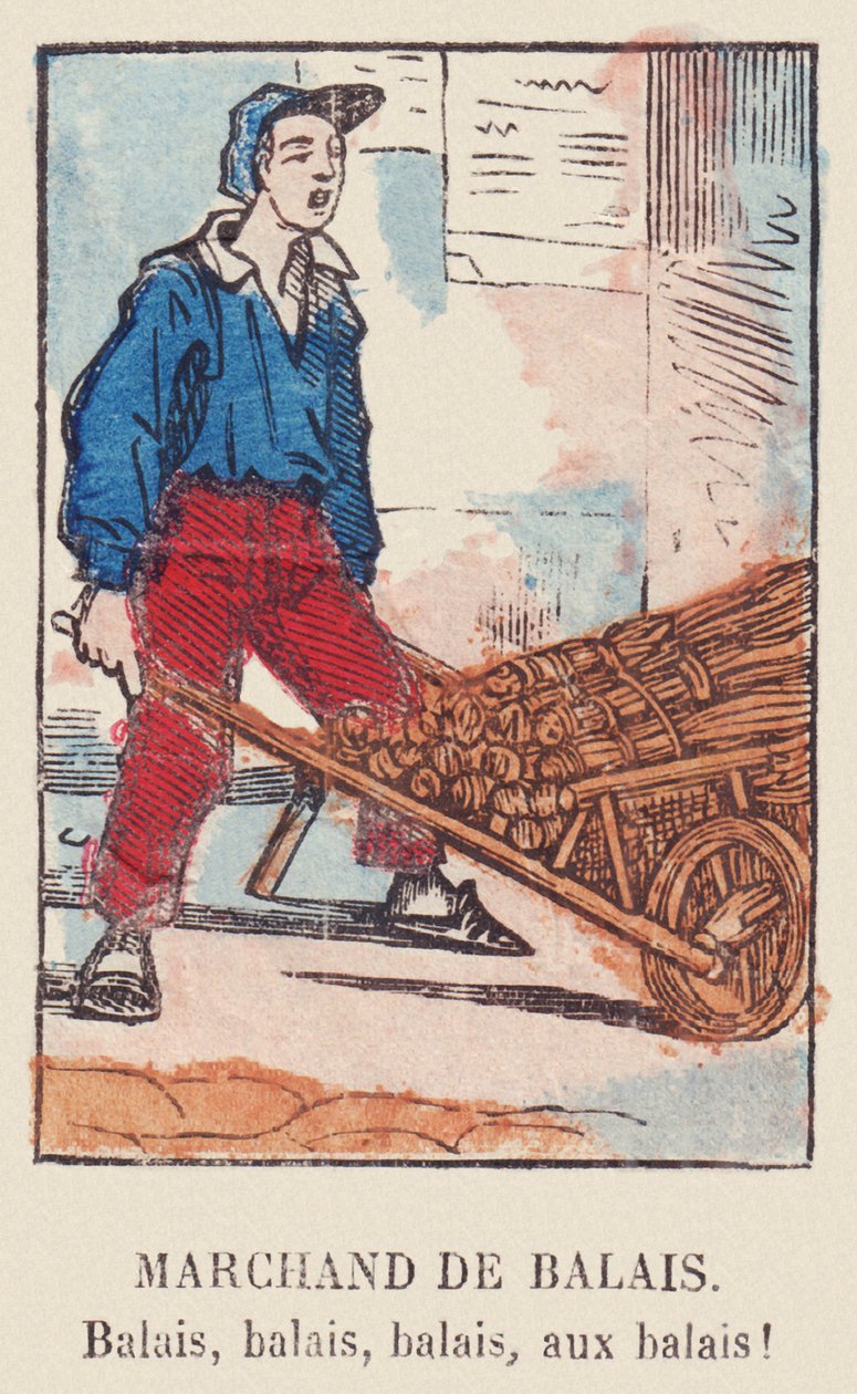 Broom återförsäljare. Kvastar, kvastar, kvastar, kvastar! , omkring 1819 (tryck) av French School