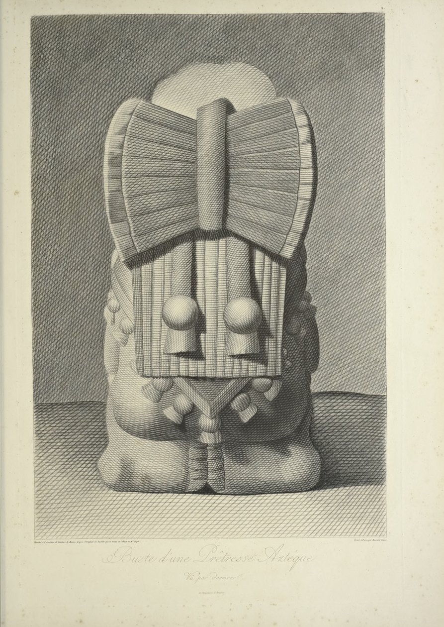 Byst av en aztekisk prästinna, illustration från "Views of the Cordilleras and Monuments of the Native Peoples of America" ​​av Alexander von Humboldt och Aime Bonpland av French School