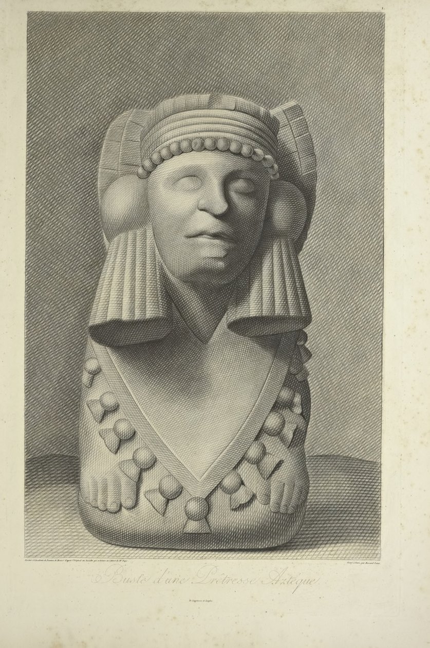 Byst av en aztekisk prästinna, illustration från "Views of the Cordilleras and Monuments of the Native Peoples of America" ​​av Alexander von Humboldt och Aime Bonpland av French School