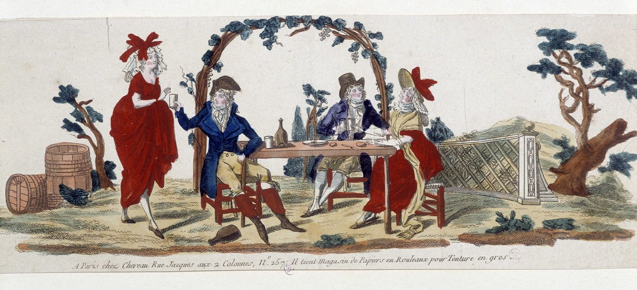 Café i Paris: chez Chereau, rue Jacques - gravyr av French School