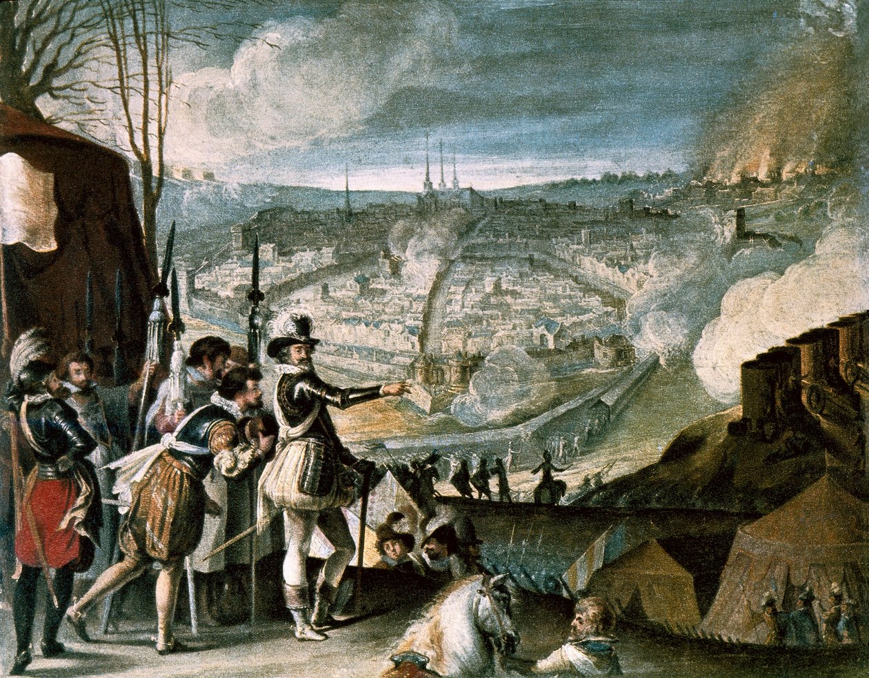 Trupper av Henrik IV, olja på trä, tidigt 1600-tal av French School