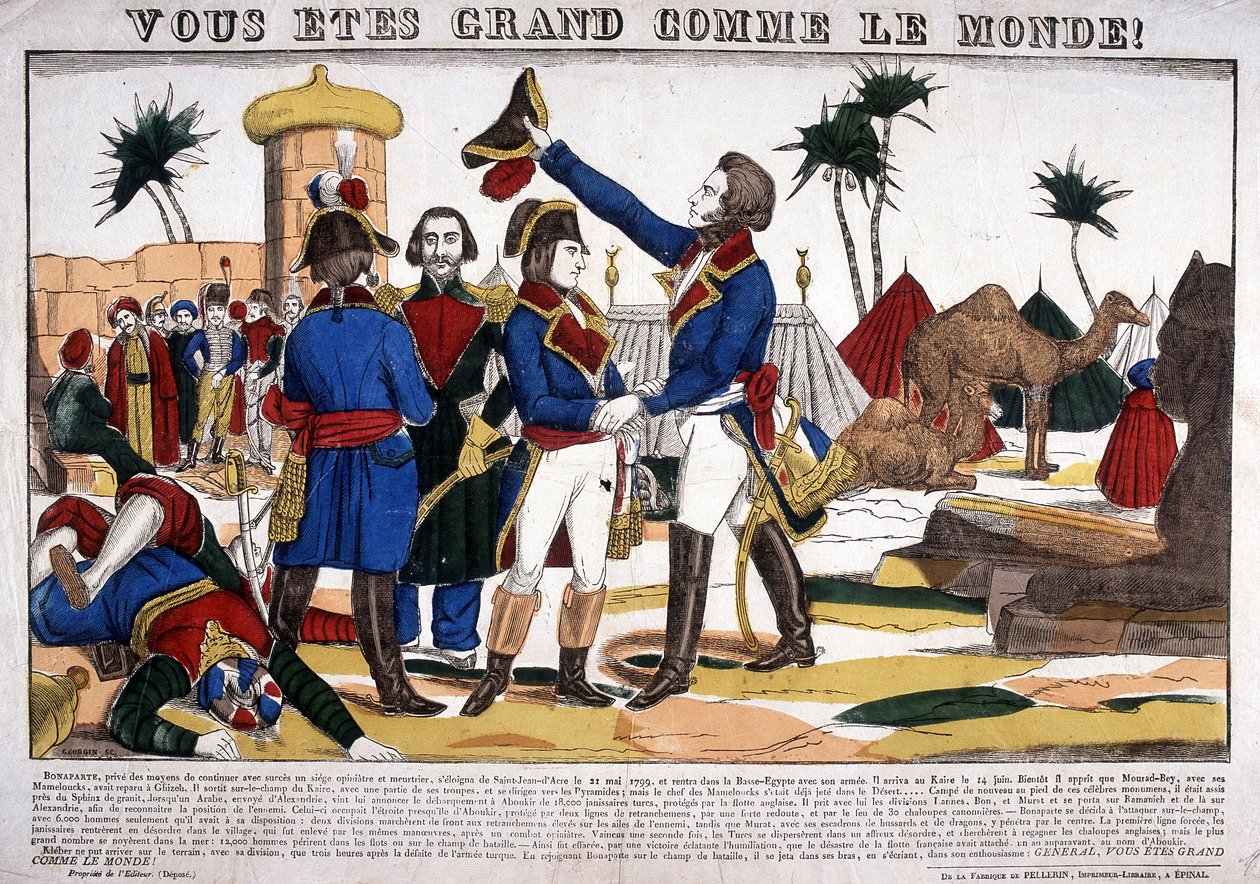 Kampanj (expedition) i Egypten (1798-1801) ledd av Napoleon Bonaparte 1799. Bild av Epinal av French School
