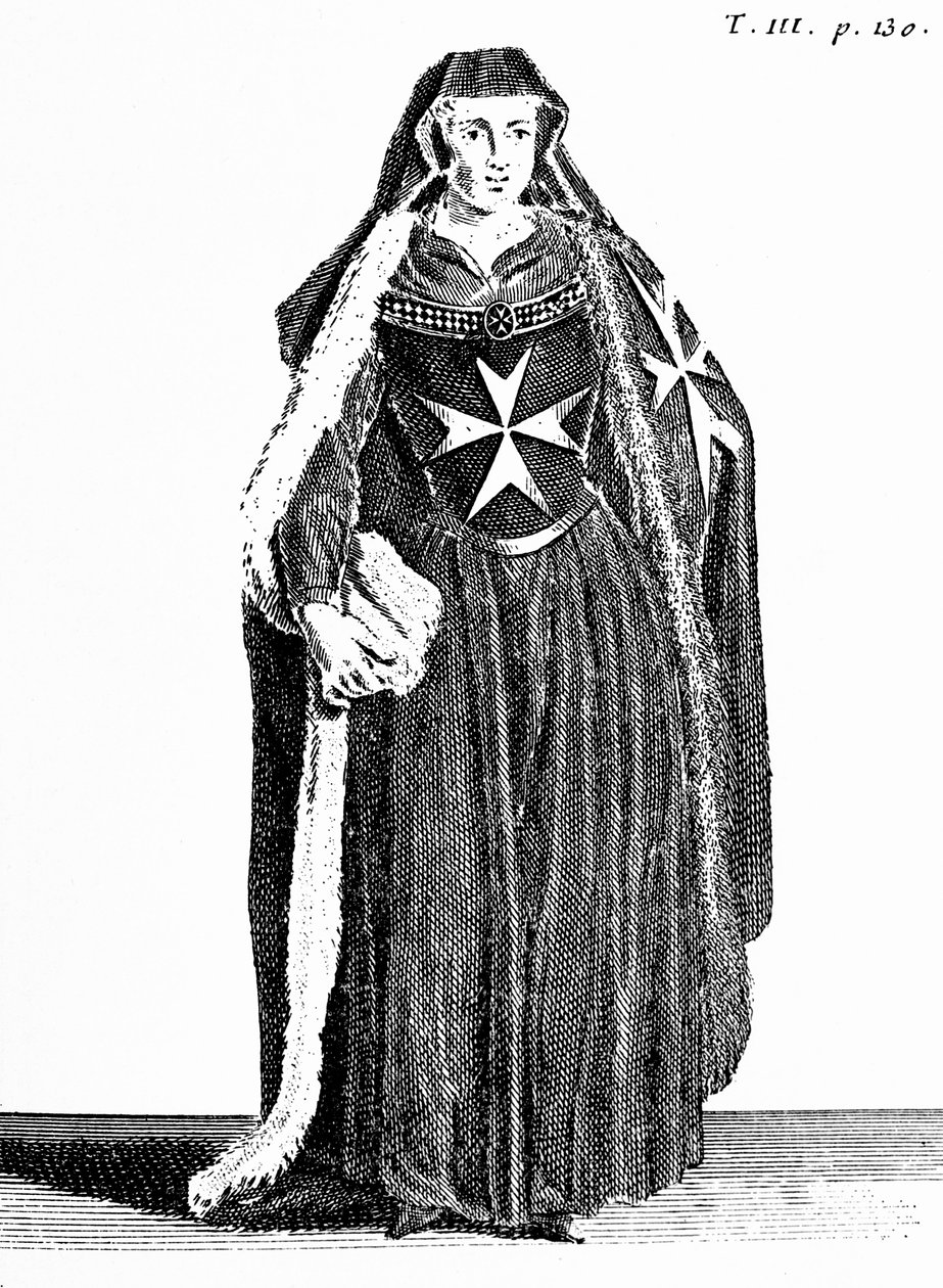 Kanoninna av Johannesorden av Jerusalem under Rhodian perioden, illustration från 