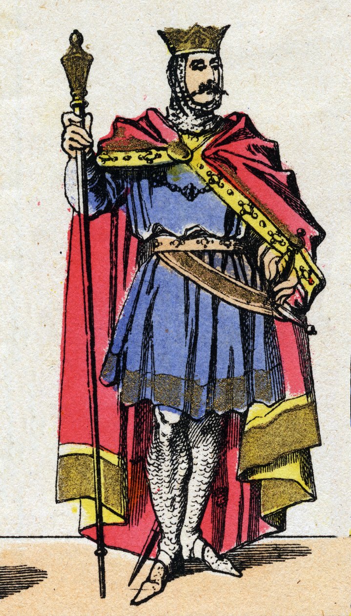 Capetian Dynasty: Portrait of Hugues Capet (940-996) Frankernas kung från 987 till 996. Epinal avbildning från slutet av 1800-talet. Privat samling. av French School
