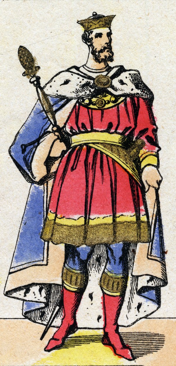 Capetian-dynastin: Porträtt av Filip I av Frankrike (1052-1108) kung av frankerna från 1060 till 1108. Epinal avbildning från slutet av 1800-talet. Privat samling. av French School
