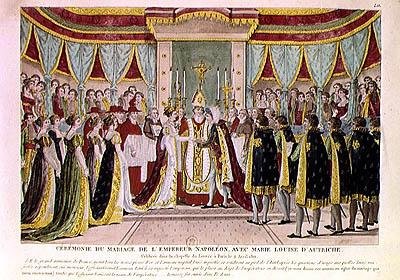 Kardinal Joseph Fesch (1763-1839) välsignade äktenskapet mellan Napoleon Bonaparte I (1769-1821) och Marie-Louise de Habsbourg-Lorraine i Louvrens kapell, 2 april 1810 av French School