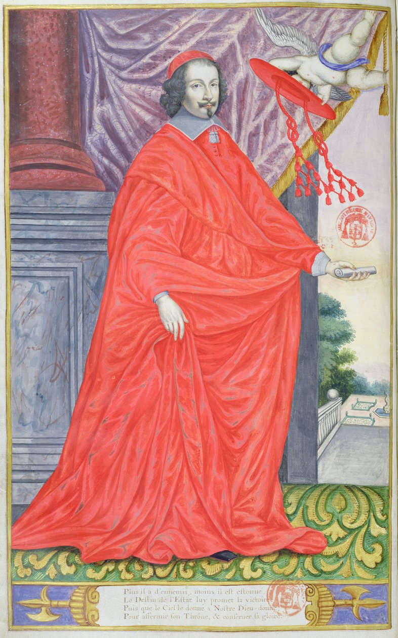 Kardinal Mazarin, illustration från The Panegyrics of the Illustrious Men of Our Century av Puget de la Serre, 1655 av French School