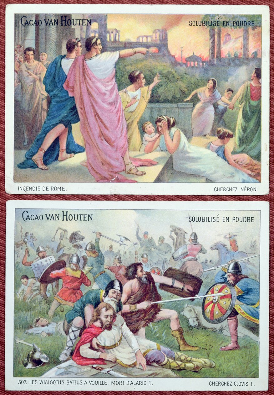 Kort för barn som reklamerar Cacao van Houten, tidigt 1900-tal av French School