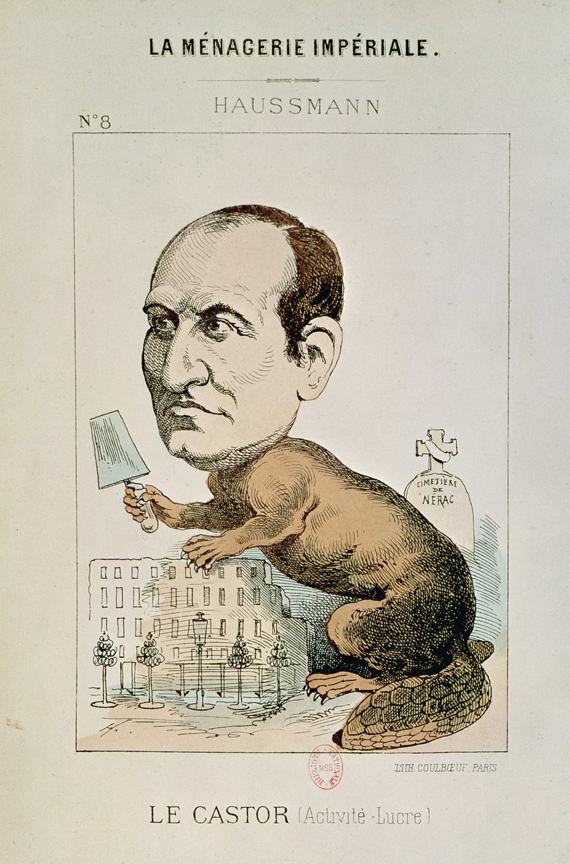Karikatyr av baron Georges Eugene Haussmann (1809-91) som en bäver, från 