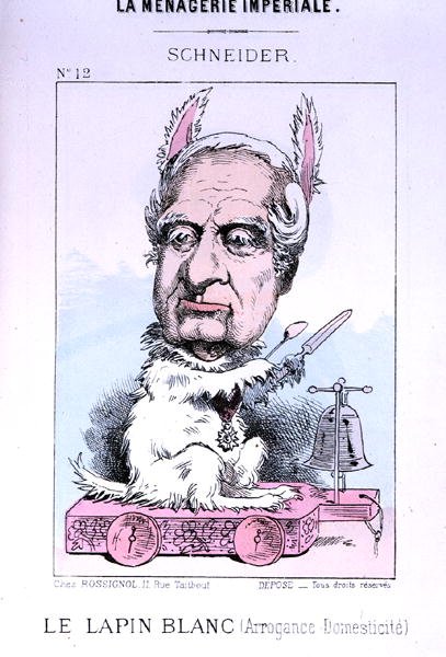 Karikatyr av Eugene Schneider (1805-75) före 1870 (lito i färg) av French School