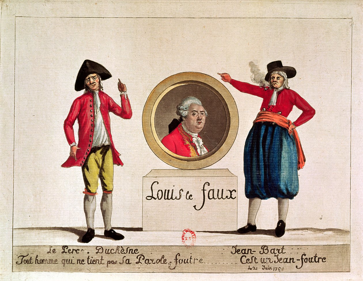Karikatyr av Louis XVI, Louis le Faux, från Le Pere Duchesne, juni 1791 av French School