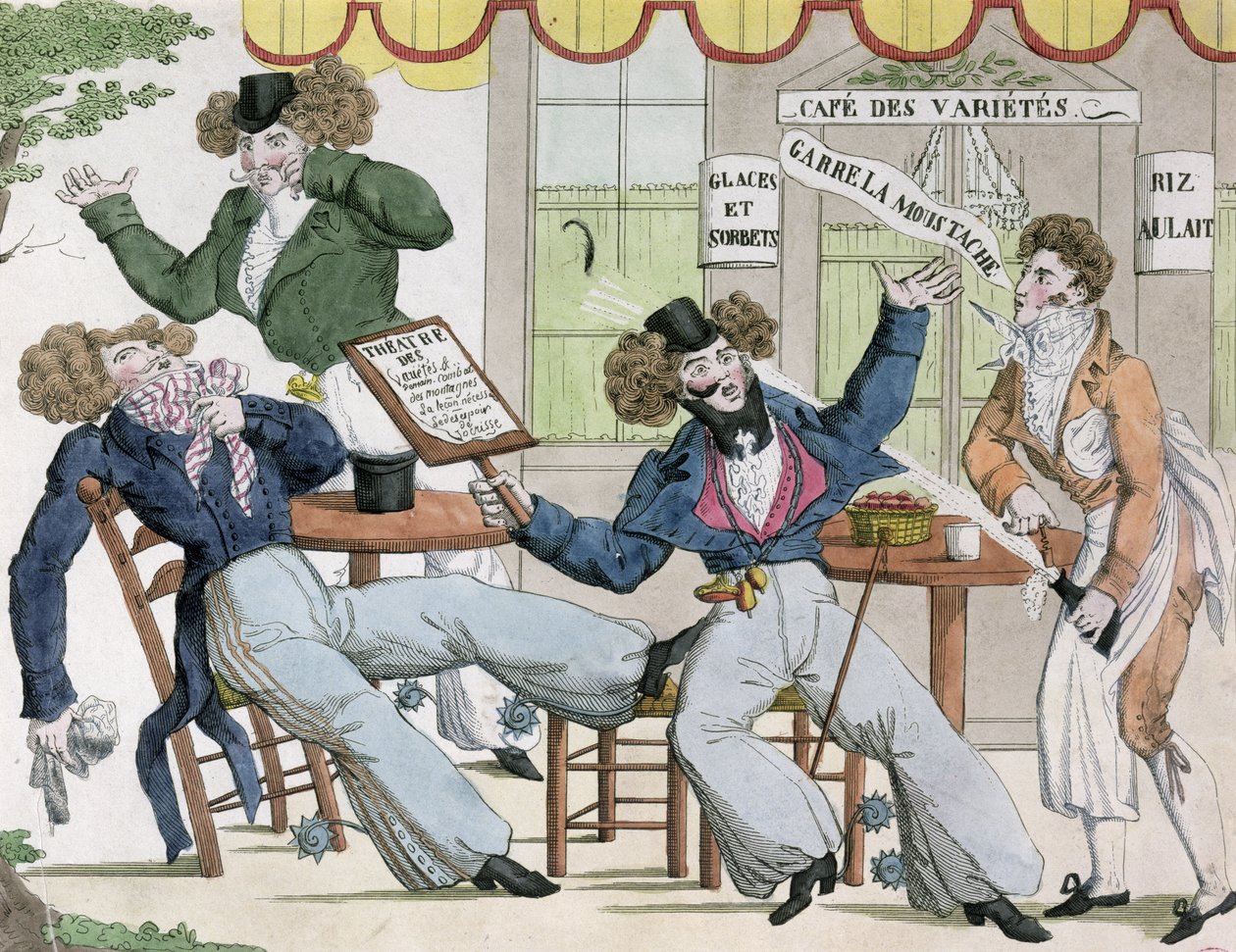 Karikatyr av Cafe des Varietes, tidigt 1800-tal av French School