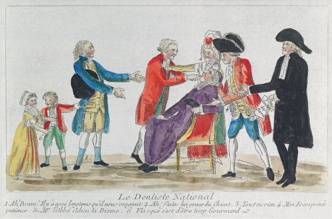 Karikatyr av nationaliseringen av kyrkans egendom i Frankrike under den franska revolutionen, 1792 av French School
