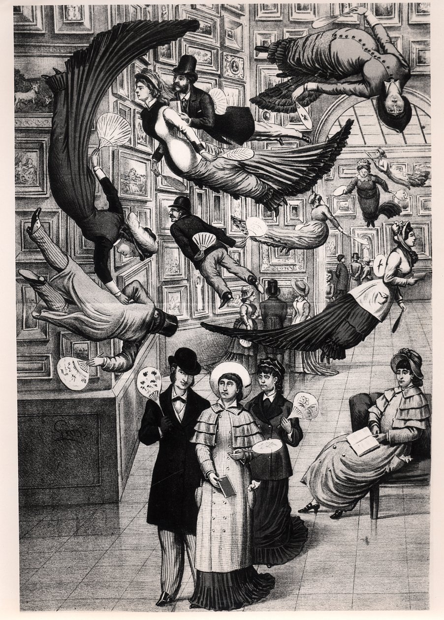 Karikatyr av besökare till Parissalongen 1880 av French School