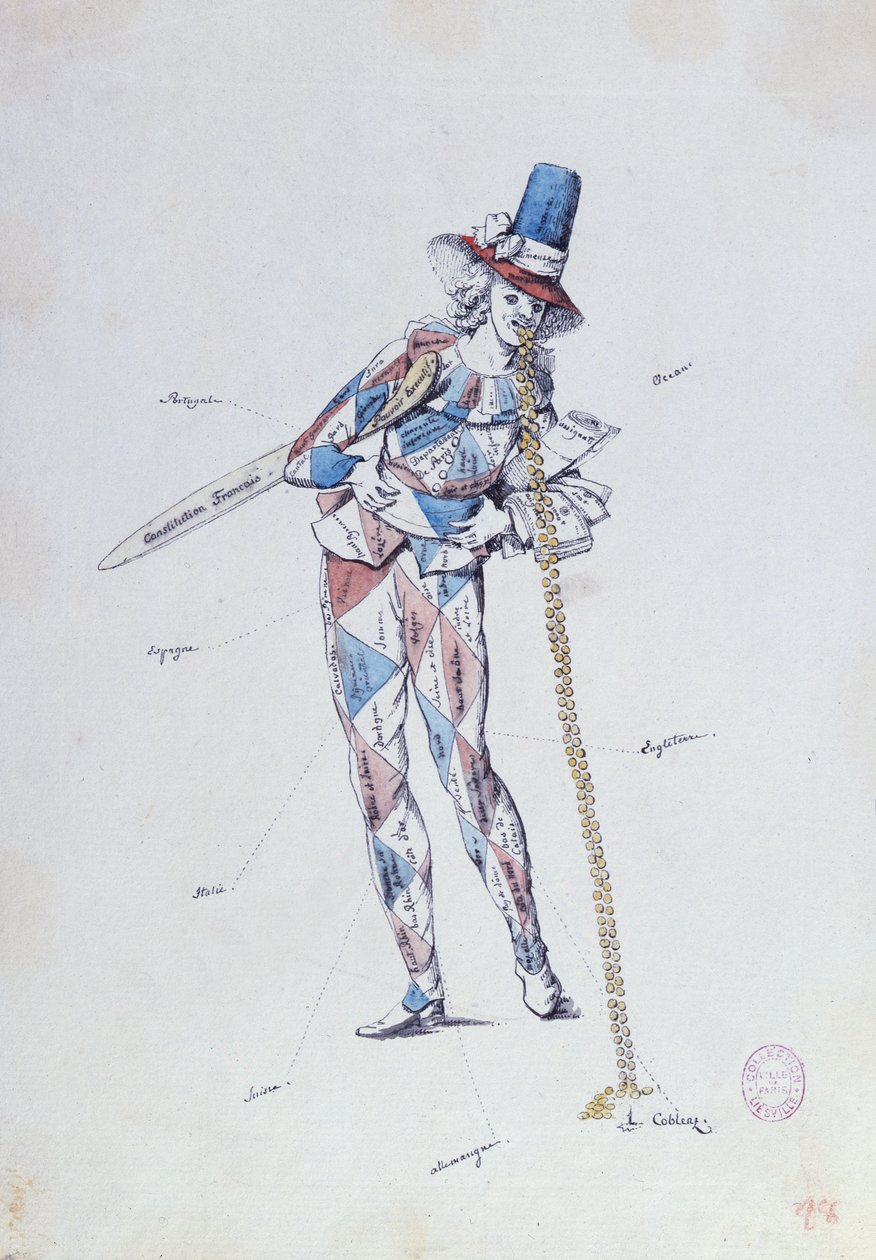 Karikatyr som satiriserar franska aristokratiska emigranter, ca 1792 av French School
