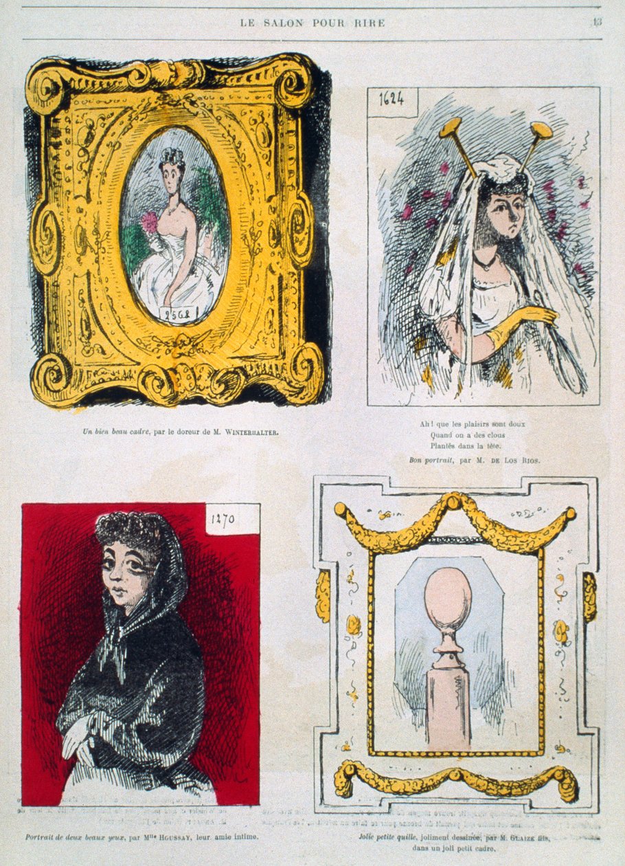 Karikatyrer av målare, Franz Xavier Winterhalter, Glaize Fils, illustration från Le Salon pour Rire av French School