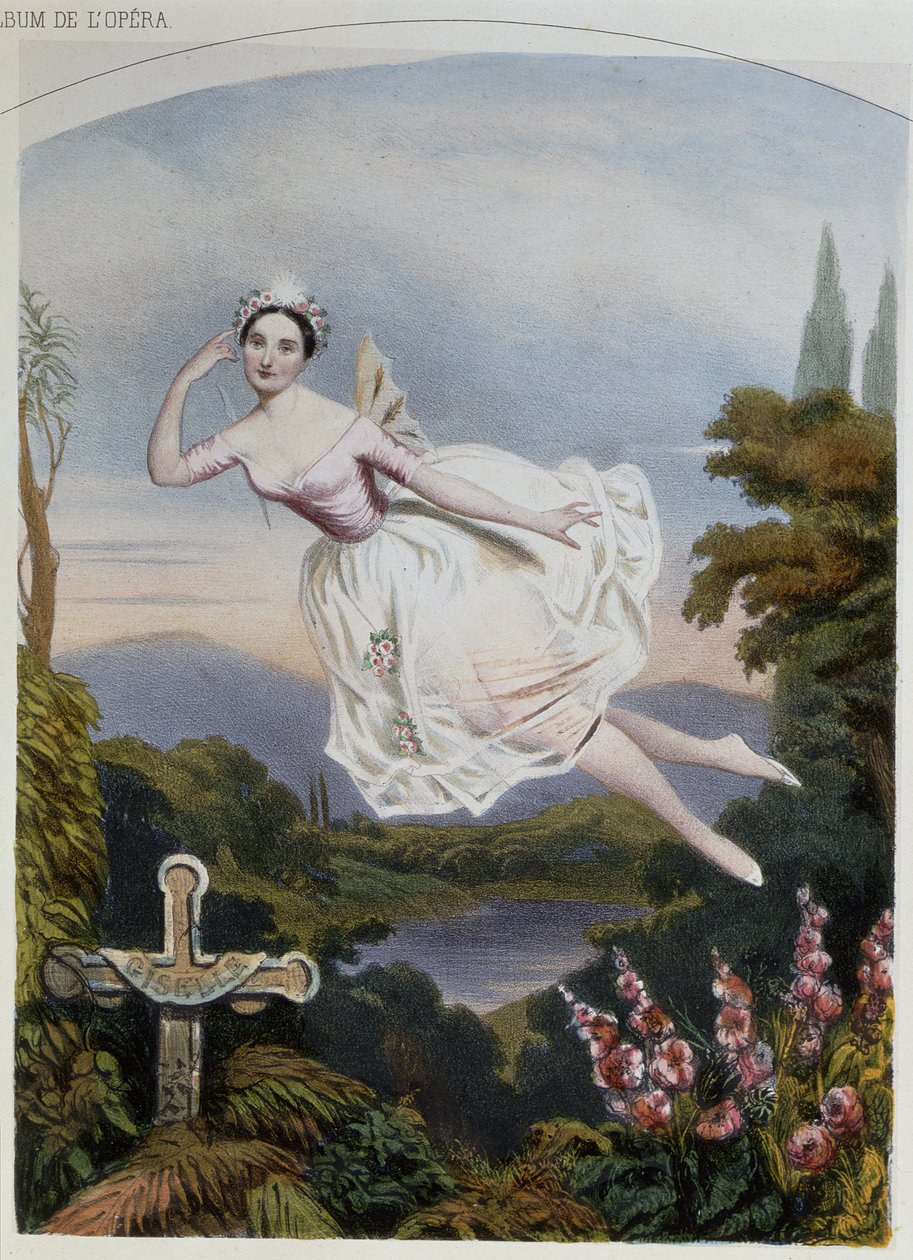 Carlotta Grisi (1819-99) som Giselle, från balett med samma namn av Adolphe Adam (1803-56) av French School