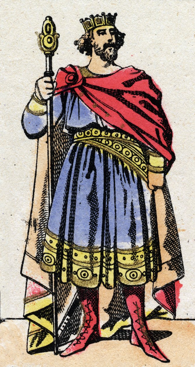 Karolingiska dynasti: Porträtt av Raoul av Frankrike (eller Rodolphe, v. 890-936) kung av frankerna från 923 till 936. Epinal avbildning från slutet av 1800-talet. Privat samling. av French School