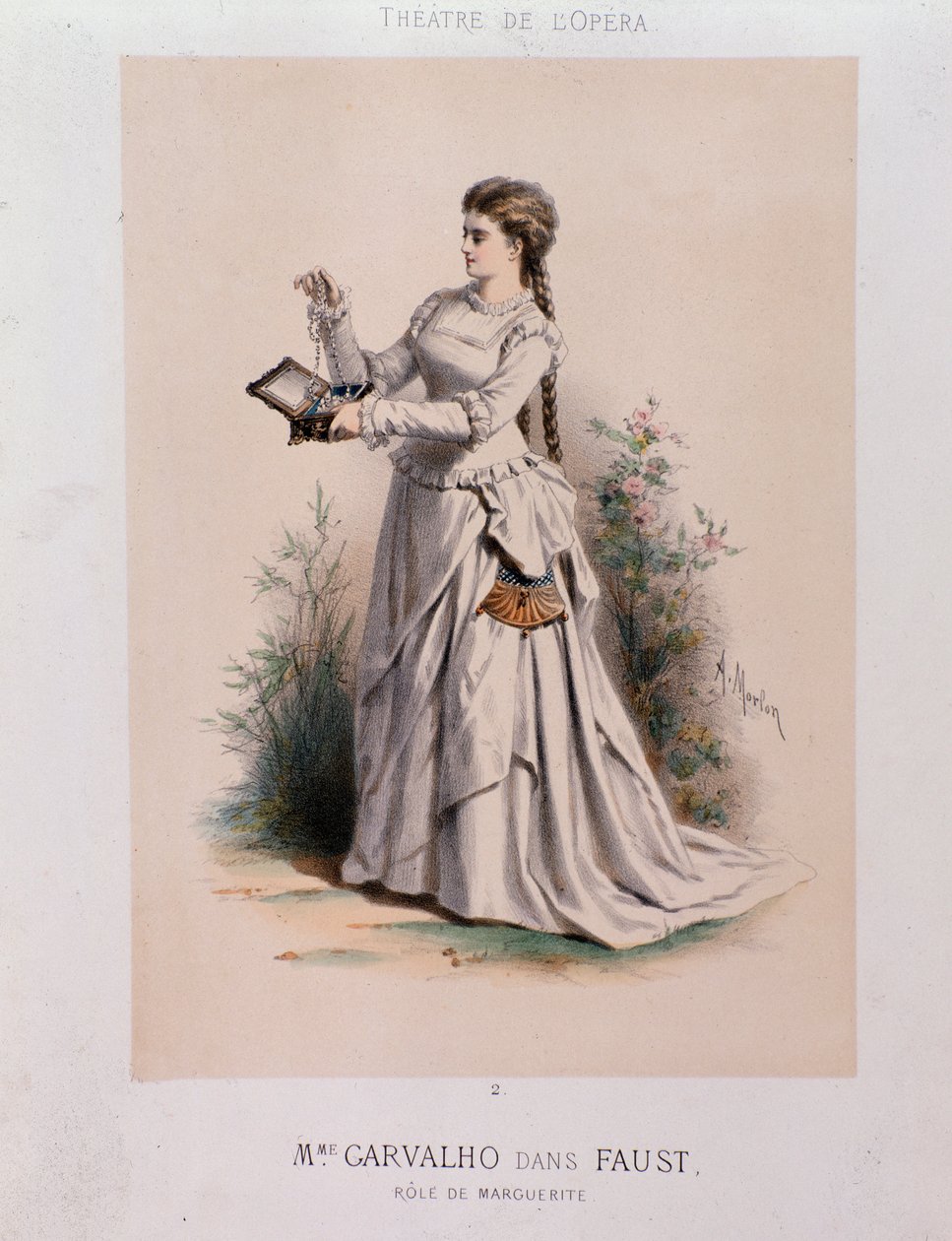 Carolyne Carvalho (1827-1895) fransk sopran framför Margherita i Faust av Charles Gounod (1818-1893) av French School