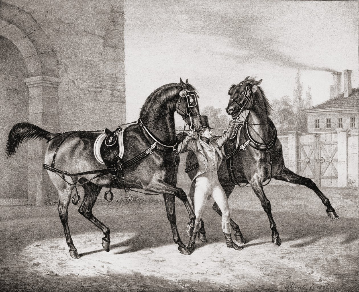 Vagnhästar för kungen av England, 1836 av French School