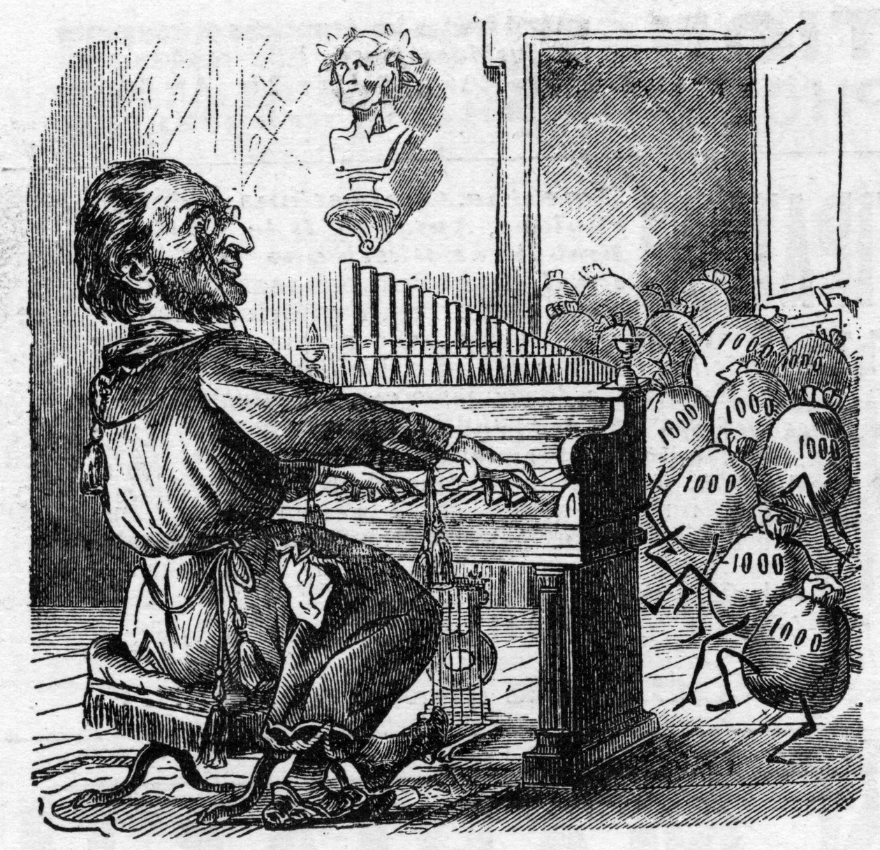 Tecknad av den tyske kompositören Richard Wagner (1813-1883) av French School