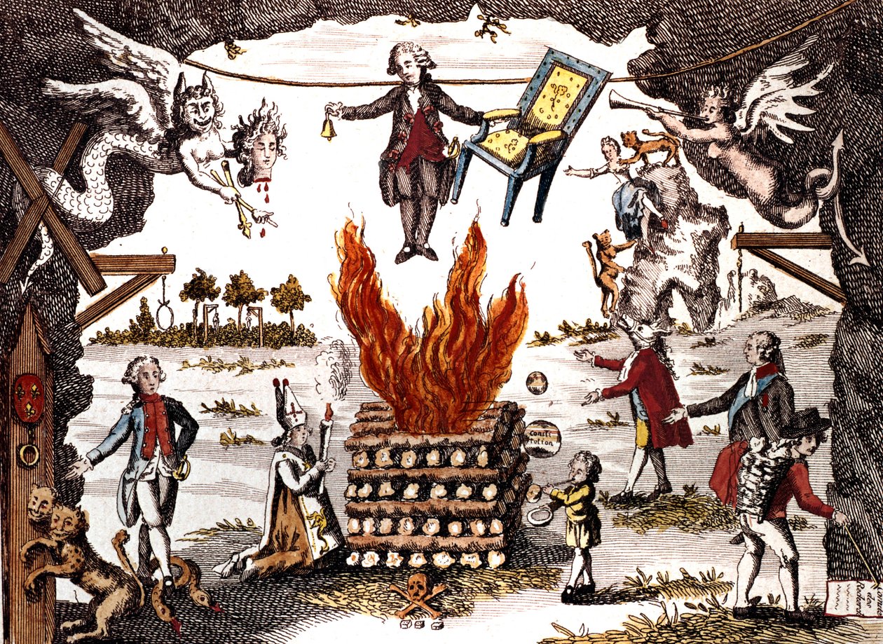 Tecknad film av Mirabeau, ordförande i Jacobin Club, 1789 av French School