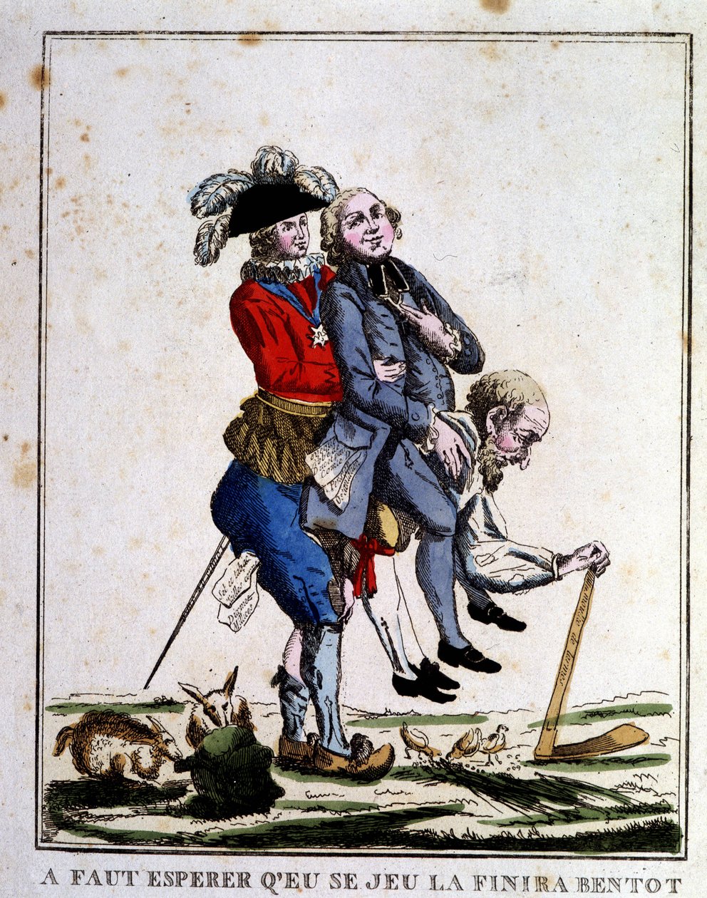 Tecknad film om skatt före revolutionen: Präster och adelsmän som lever på baksidan av den tredje staten, cirka 1789 av French School