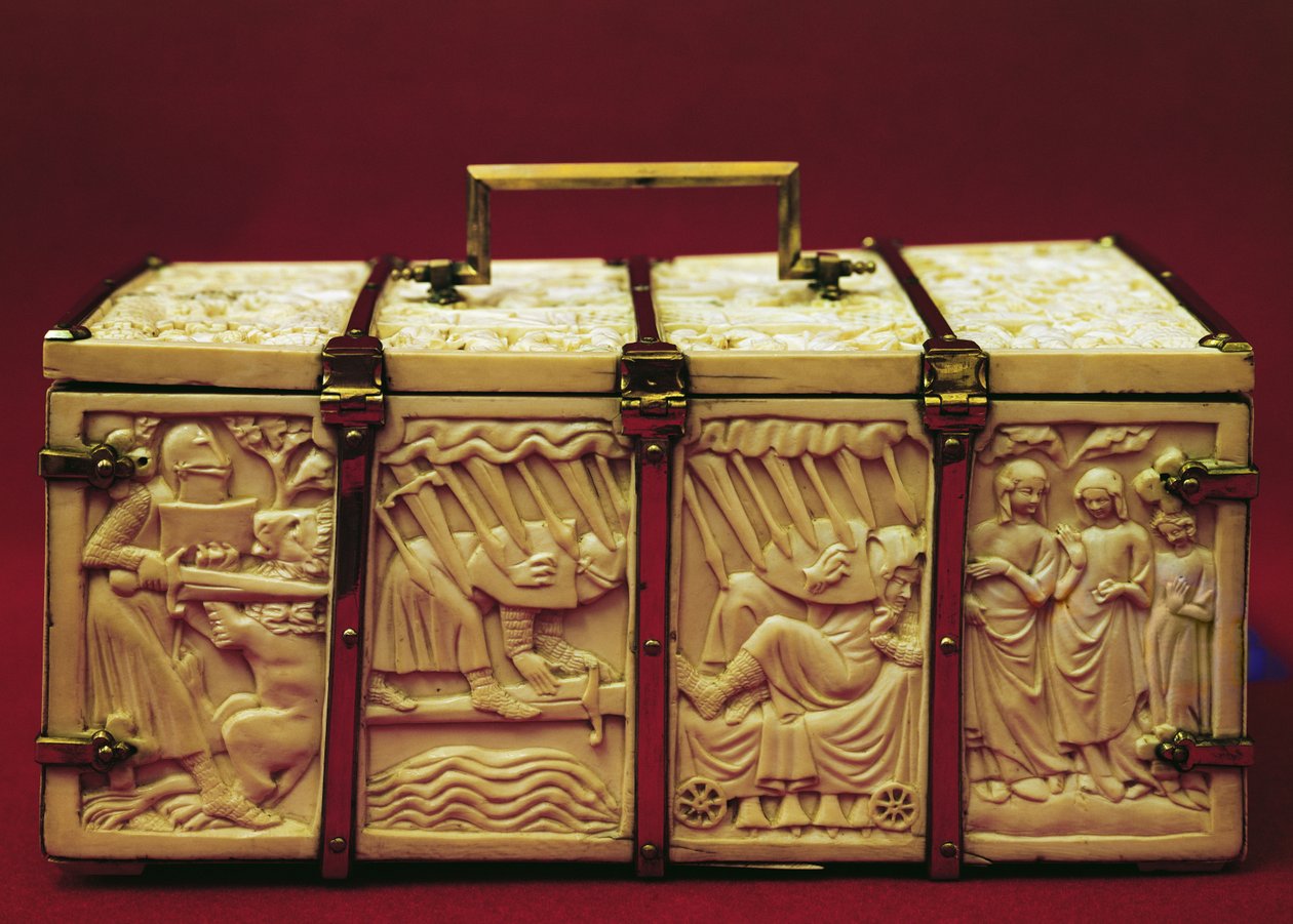 Kist med scener ur romansk litteratur, 1330-tal av French School