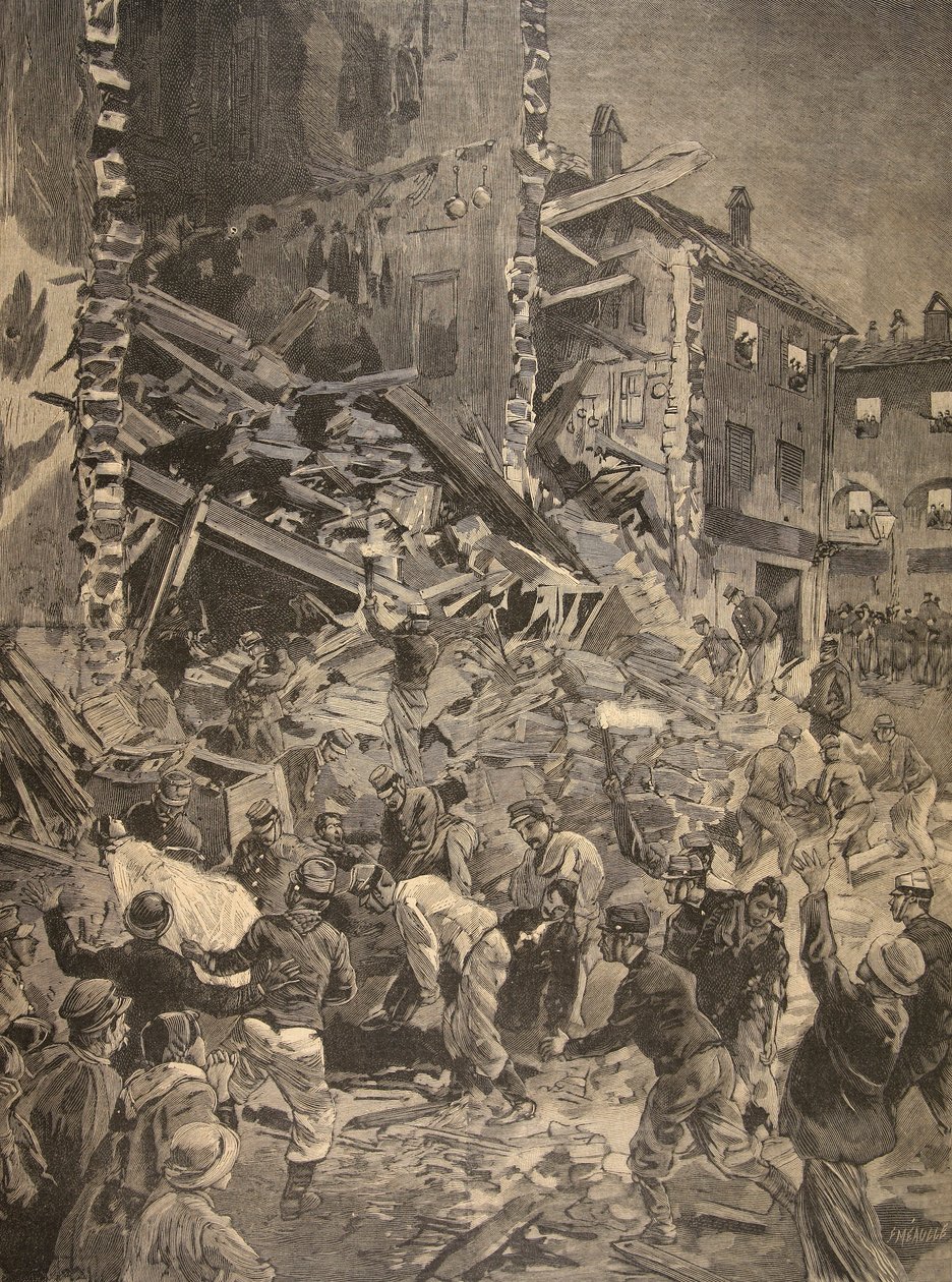 Catastrophe in Biot, illustration från Le Petit Journal: Supplement illustre, 1898 av French School
