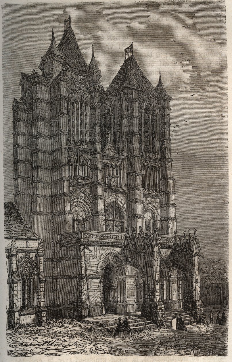 Cathedrale Notre-Dame de Noyon i Oise, Picardie - gravyr i "Histoire de France"" av Victor Duruy (1811-1894) - 1882 av French School