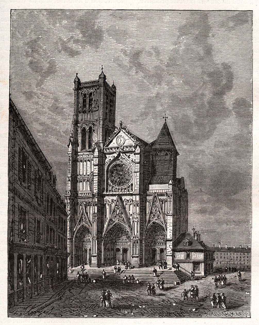 Cathedrale Saint-Etienne de Meaux - Seine-et-Marne - gravyr i "La France illustrée: geografi, historia, statistisk administration" av V.A. Malt-Brown. 1884 av French School