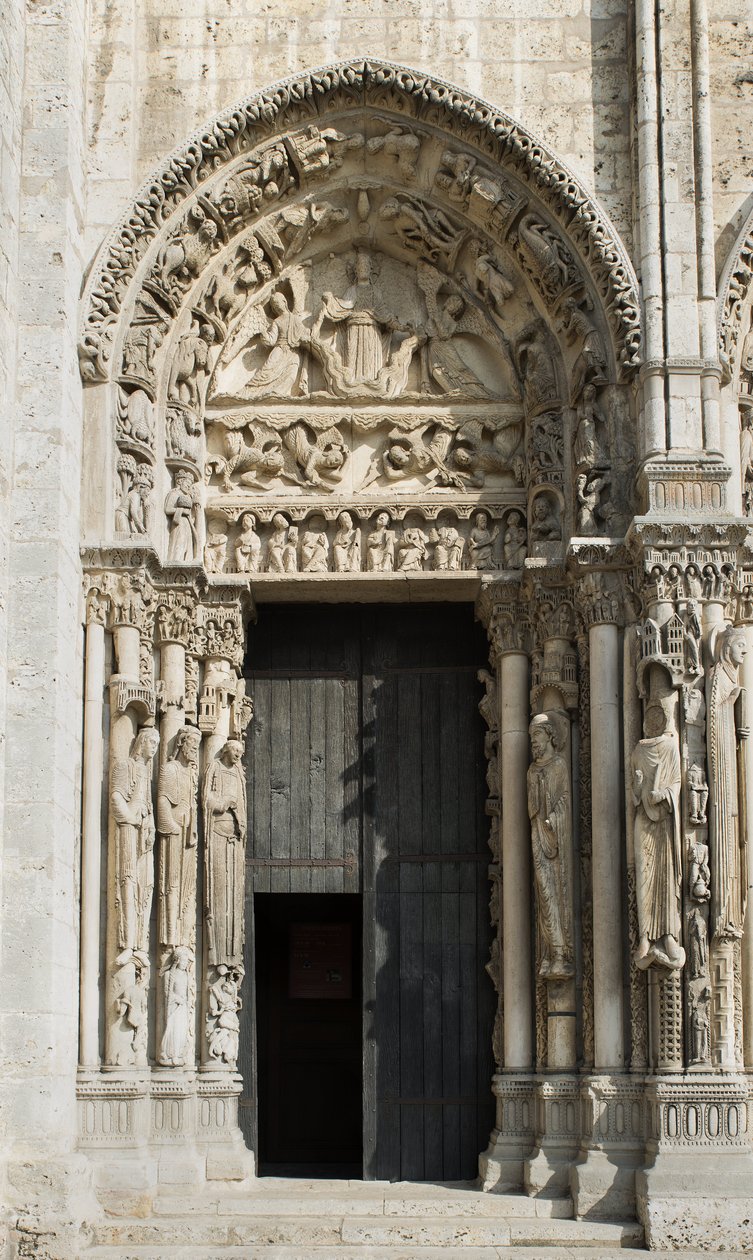Cathedrale de chartres, viken till vänster om den kungliga porten mot väster sa uppstigningen av French School