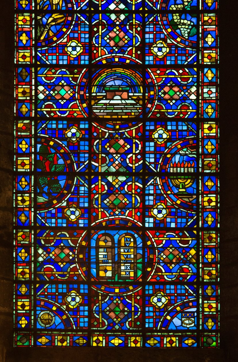 Cathedrale de chartres, detalj av fredens målade glas av French School