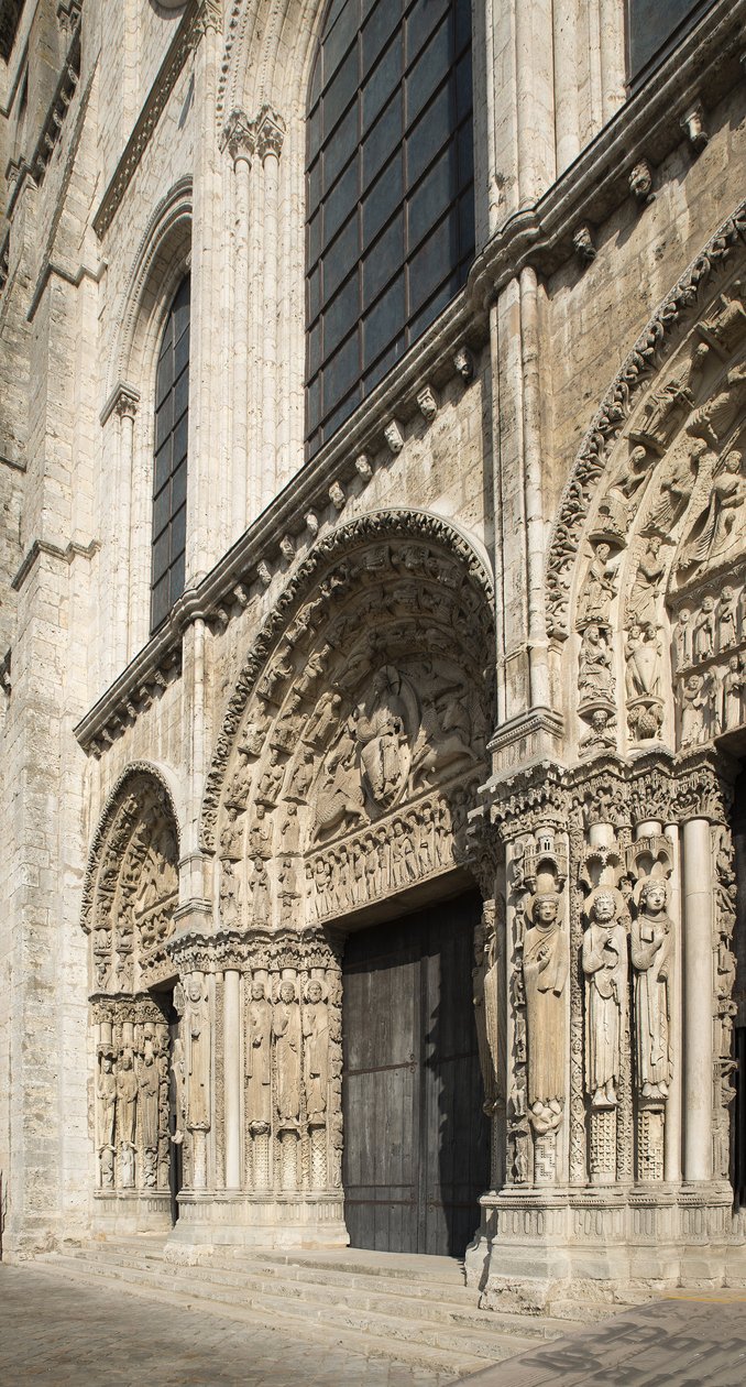 Cathedrale de chartres, portal kunglig fasad väster av French School