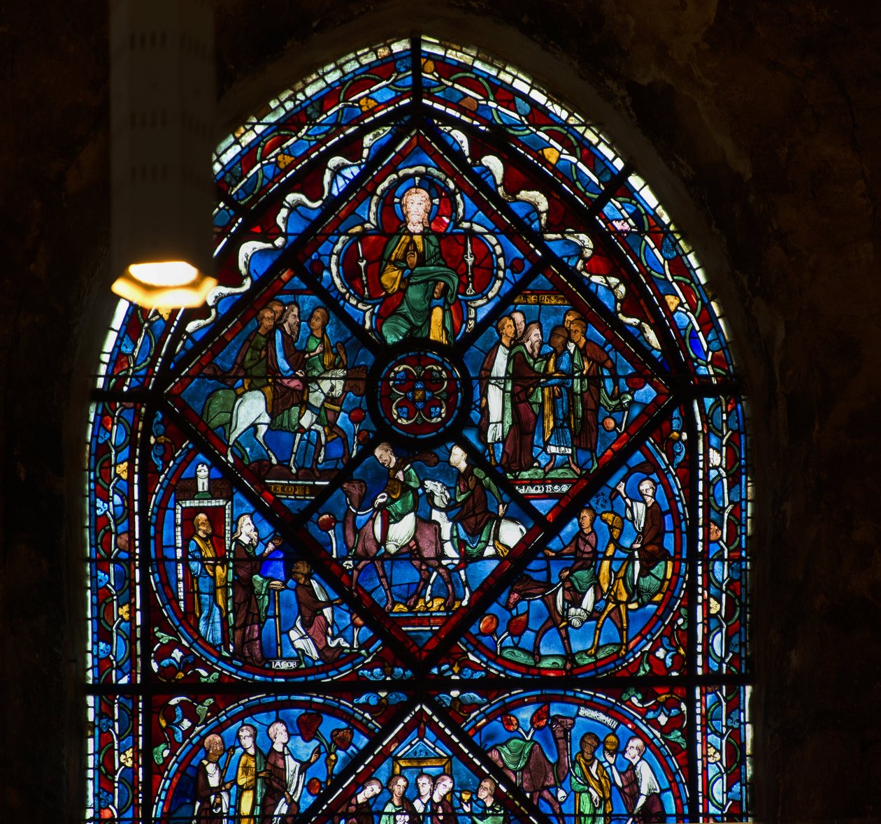 Cathedrale de chartres, målat glas: Josefs liv, hög detalj av French School