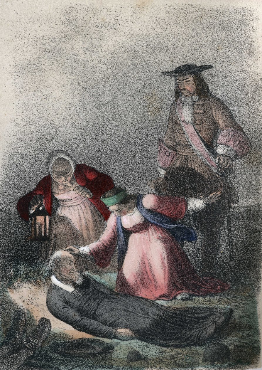 Katarina I av Ryssland (Marta Elena Skavronska, senare Marfa Samuilovna Skavronskaya) - Katarina I (1684 - 1727), ett barn, hittar pastor Skovronski, pastorn som uppfostrade henne, döende bland de döda i Mariembourg, en stad som invaderats av ryssarna - i  av French School