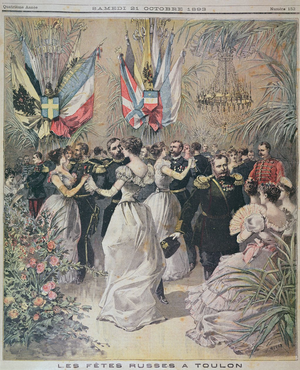 Firande till ära av den ryska flottans besök i Toulon, omslag till le Petit Journal, 21 oktober 1893 av French School