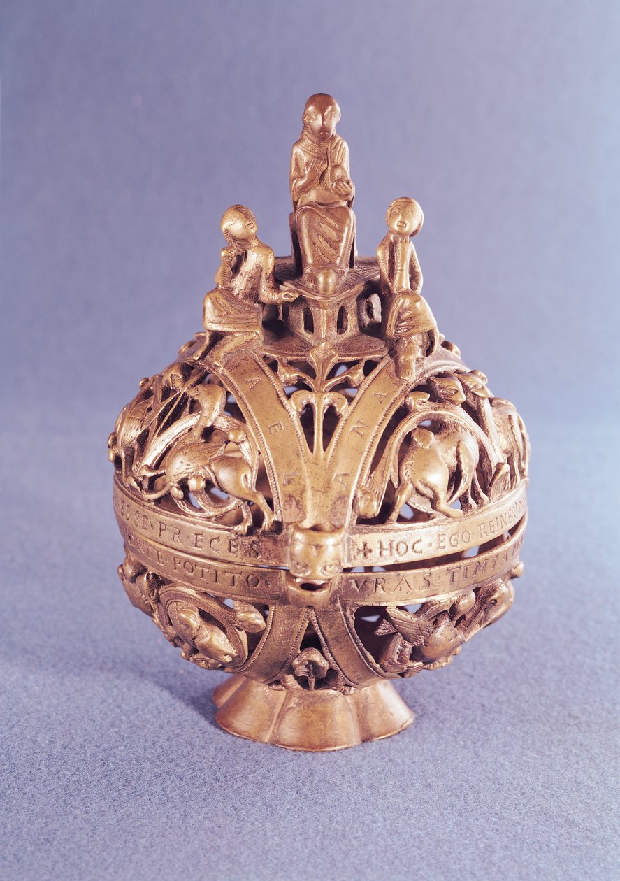 Rökelsekar bemannat av en ängel omgiven av tre unga hebréer, Tournai (mässing) av French School