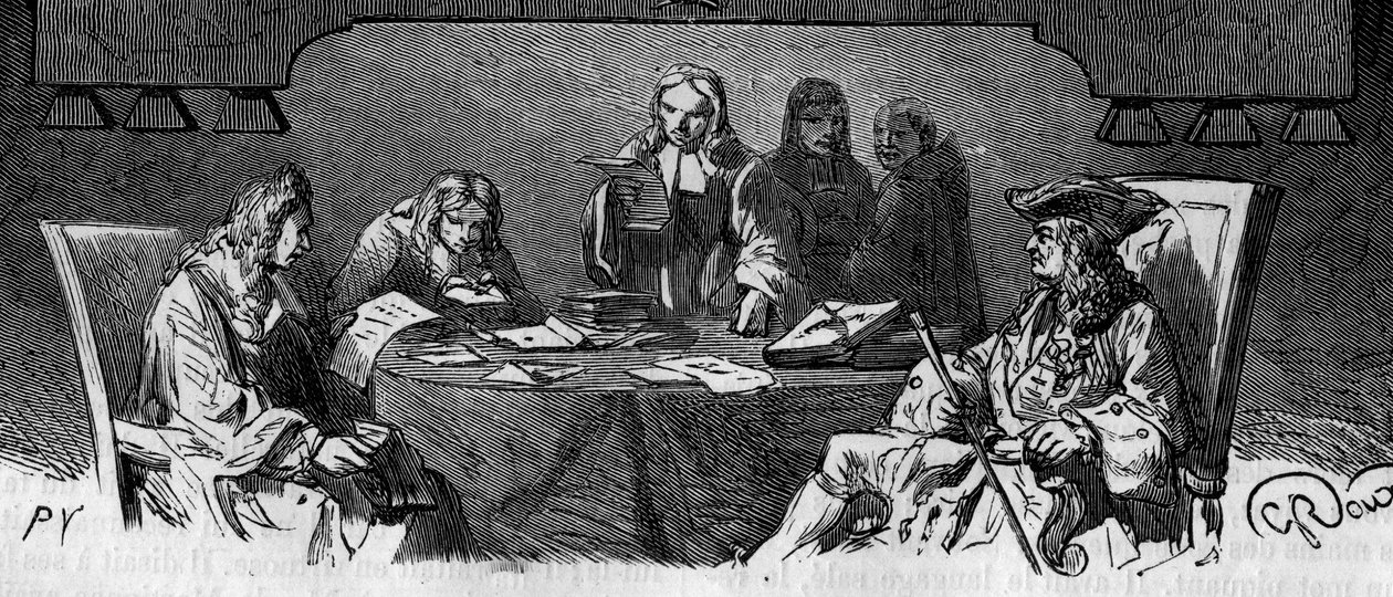 Censur: Under den gamla regimen kallas tjänsten "Black Cabinet"" för att granska privat korrespondens av säkerhetsskäl. Gravyr av 1800-talet. av French School
