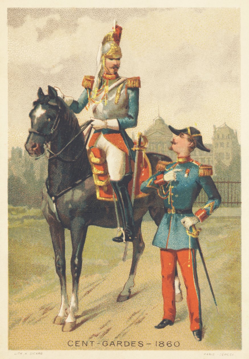 Centengudes 1860 (elitkavallerikårens ansvar för kejsar Napoleon III:s personliga garde, skapad 1854, upplöst 1870) av French School