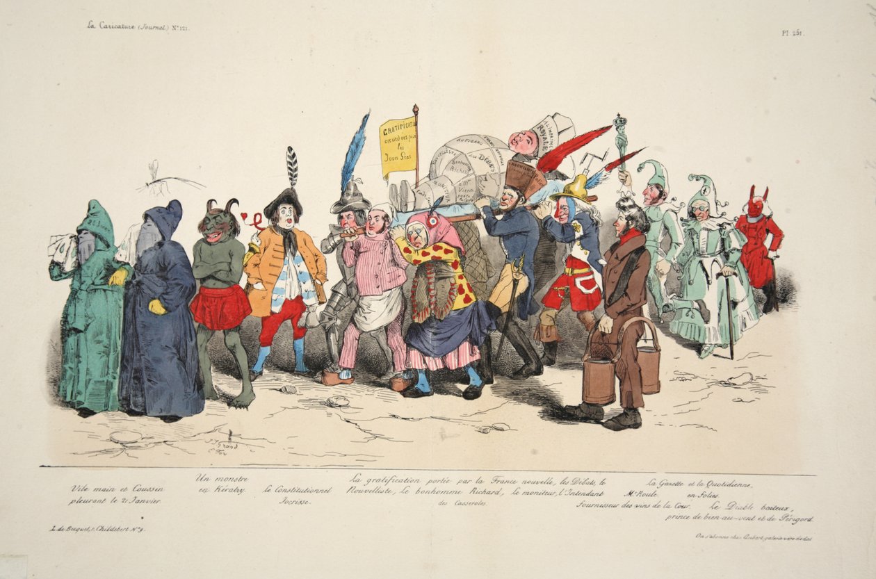 Politisk askceremoni, från La Caricature, pub. 1833 (handfärgad litografi) av French School