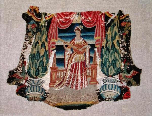 Stolsits, ca 1690 (broderi på duk) av French School