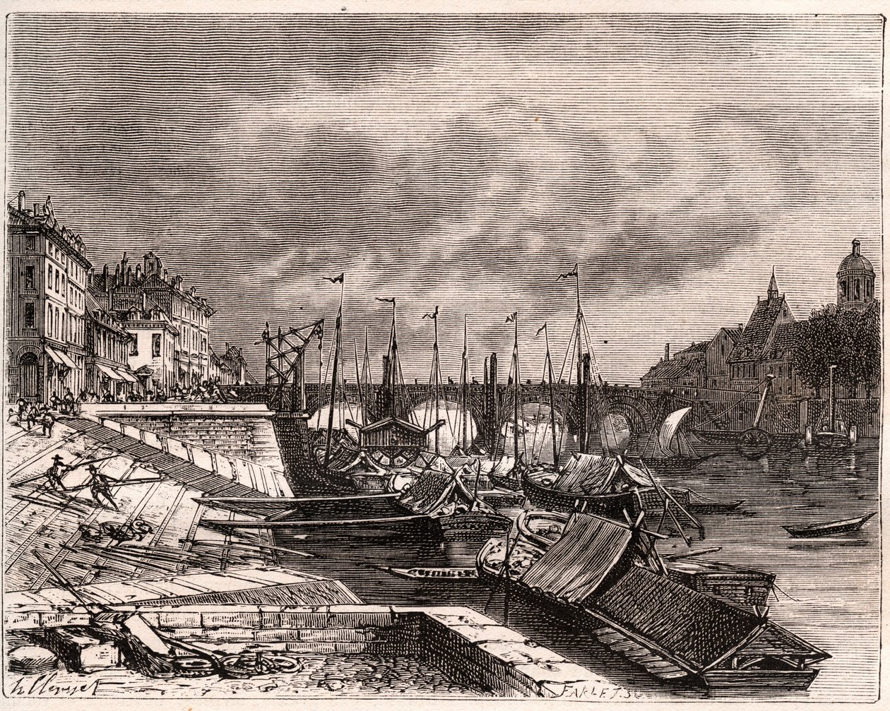 Chalon-sur-Saone (Chalon sur Saone) - Saone-et-Loire - gravyr i "La France illustrée: geografi, historia, statistisk administration" av V.-A. Maltbrunt. 1884 av French School