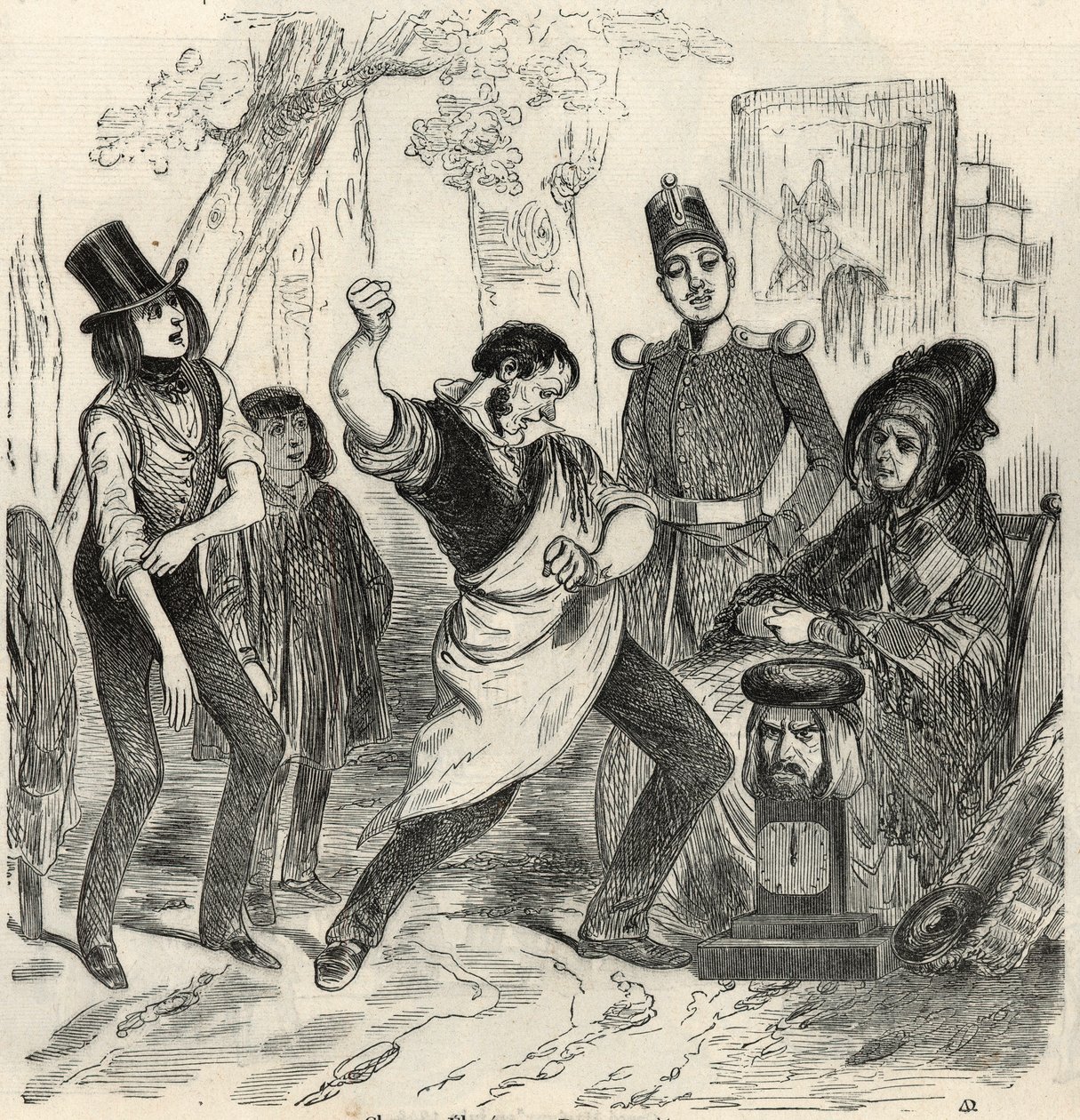 Champs-Elysees (Champs Elysees) - Dynamometer - Gravyr i "Tableau-de-Paris" av Edmond Texier 1852 av French School