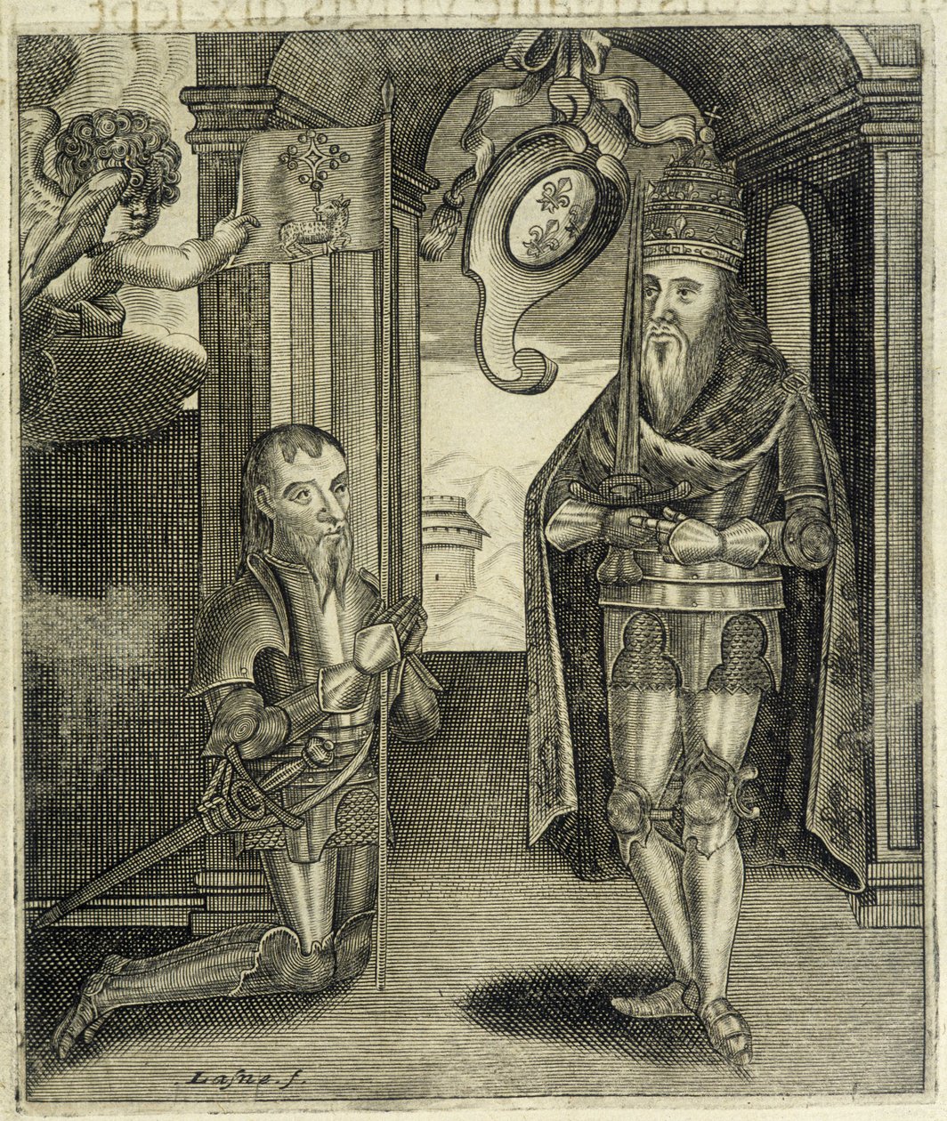 Karl den Store och greve Toulouse Torsin (eller Chorson) - i "History of the Counts of Toulouse" av Guillaume de Catel, Toulouse av French School