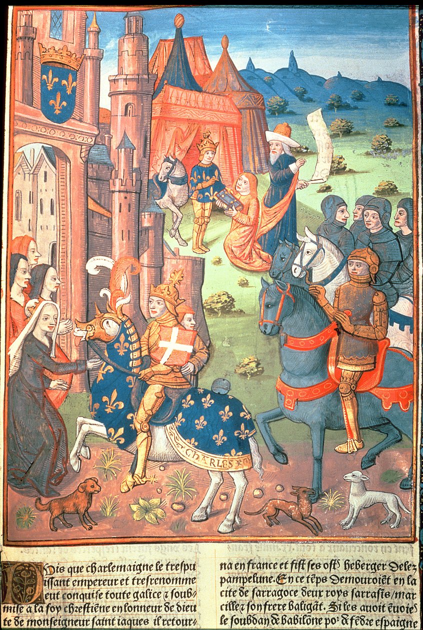 Karl den Store med sina paladiner (riddare av hans följe) (vellum) av French School