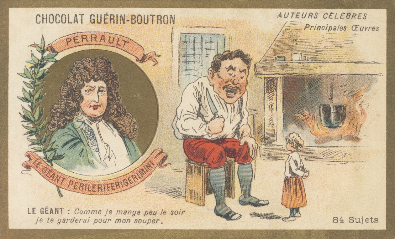 Charles Perrault (1628-1703), fransk man av bokstäver, författare till "Le geant Perileriferigerimini" av French School