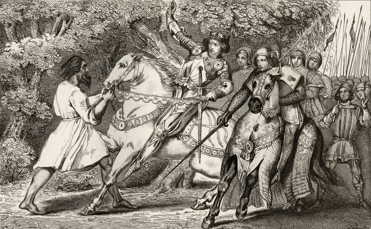Charles VI (1368-1412) den galne får besked om ett bakhåll i skogen nära Angers, från 